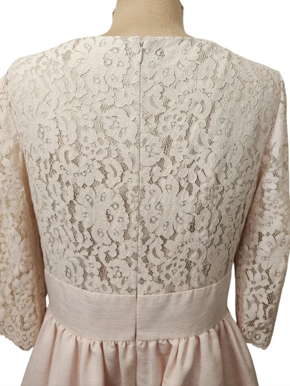 ELIZA J. Blush Pink Lace and Faille Fit & Flare Cocktail Dress - Size 10